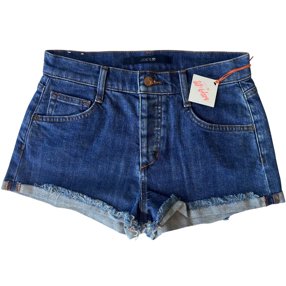 Y2K Joe’s Jeans High Rise Denim Shorts Frayed Hem Blue Summer Size 26